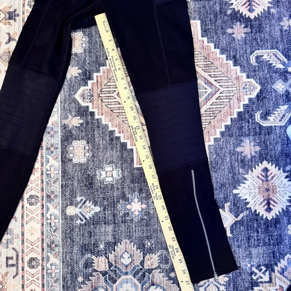 Athleta Black Trail Setter Moto Leggings Black Stretchy Athletic Motion Pants 6 - Picture 12 of 13